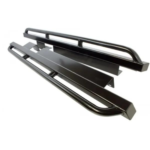 ROCK SLIDERS DISCOVERY 1 5 DEURS MET BUIS ZWART GEPOEDERCOAT, KORTER VOOR SPATBORDVERBREDERS