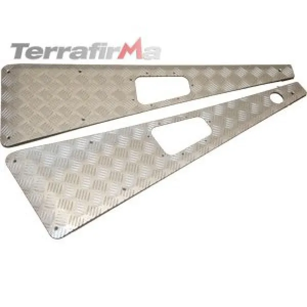 Traanplaat spatbord Defender Geanodiseerd met Antennegat links